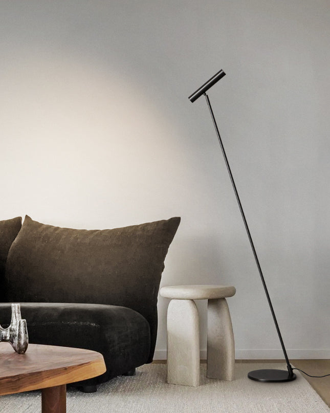 Kimphoria Modern Minimalist Brass / Matte Black Floor Lamp, 3 Color Dimmable, Rotatable Head