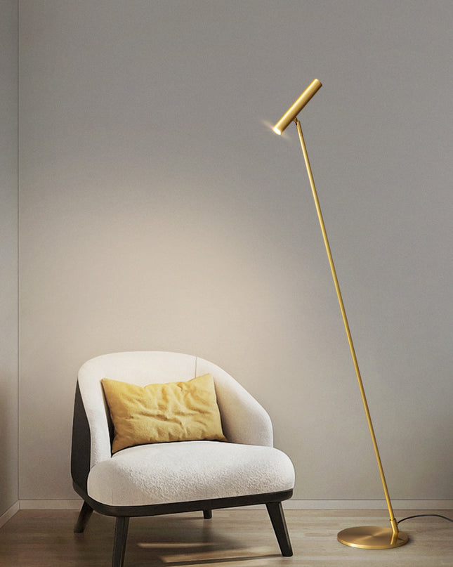 Kimphoria Modern Minimalist Brass / Matte Black Floor Lamp, 3 Color Dimmable, Rotatable Head