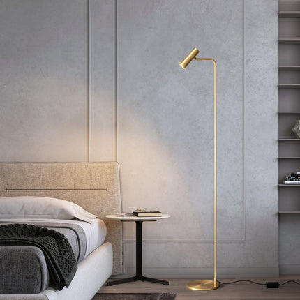 Kimphoria Modern Minimalist Brass / Matte Black Floor Lamp, 3 Color Dimmiable, Eye caring, Rotatable Head