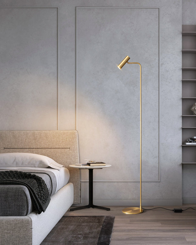Kimphoria Modern Minimalist Brass / Matte Black Floor Lamp, 3 Color Dimmiable, Eye caring, Rotatable Head
