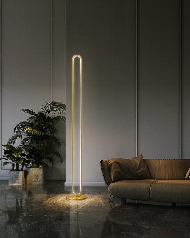 Kimphoria Modern Minimalist Brass Floor Lamp, 3 Color Dimming up, Memory function, Eye caring