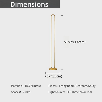 Kimphoria Modern Minimalist Brass Floor Lamp, 3 Color Dimming up, Memory function, Eye caring