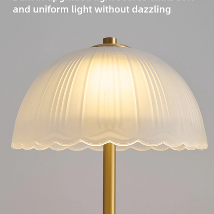 Kimphoria Traditional Brass & Glass Table Lamp, 3 Color Dimmable