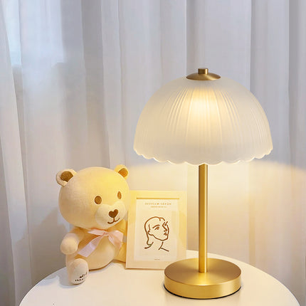 Kimphoria Traditional Brass & Glass Table Lamp, 3 Color Dimmable