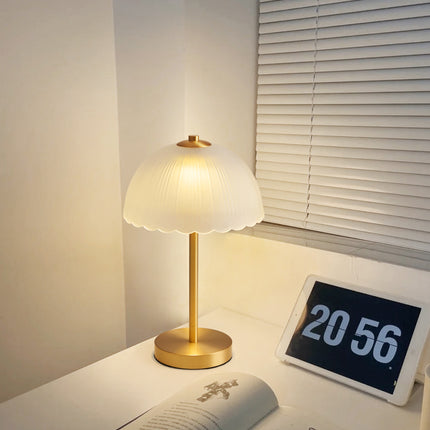 Kimphoria Traditional Brass & Glass Table Lamp, 3 Color Dimmable
