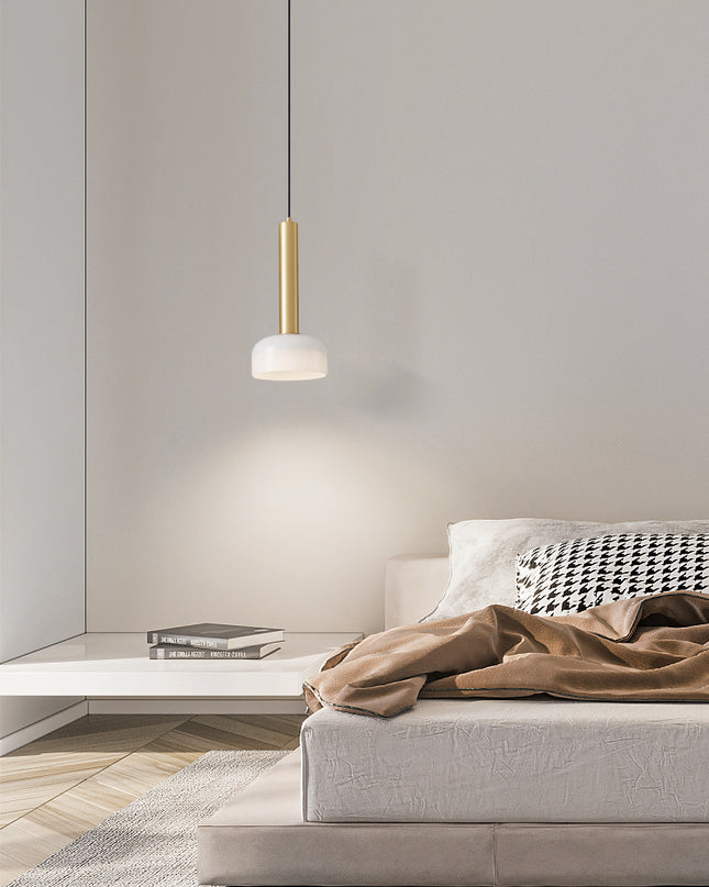 Kimphoria Modern Minimalist, Adjustable Height, 3 Color Dimmable Brass / Black Pendant