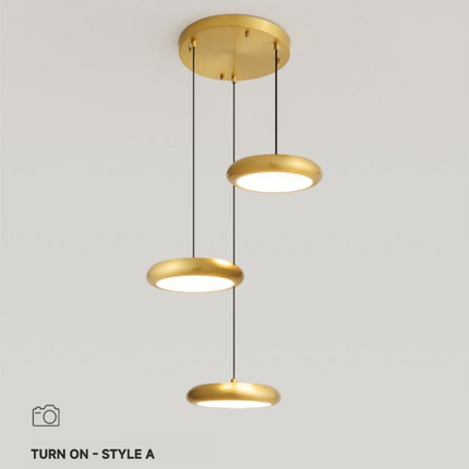 Kimphoria 3 Light Modern Minimalist 3 Color Dimmable Adjustable Height Brass/Matte Black Pendant