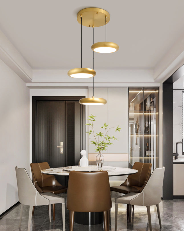 Kimphoria 3 Light Modern Minimalist 3 Color Dimmable Adjustable Height Brass/Matte Black Pendant