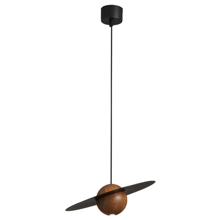 Kimphoria Modern Minimalist Adjustable Height Walnut Wood Brass/Matte Black Pendant