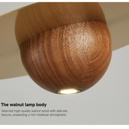 Kimphoria Modern Minimalist Adjustable Height Walnut Wood Brass/Matte Black Pendant
