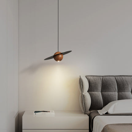 Kimphoria Modern Minimalist Adjustable Height Walnut Wood Brass/Matte Black Pendant