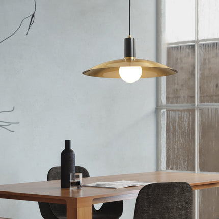 Kimphoria Modern Minimalist, Adjustable Height, Brass / Black Pendant