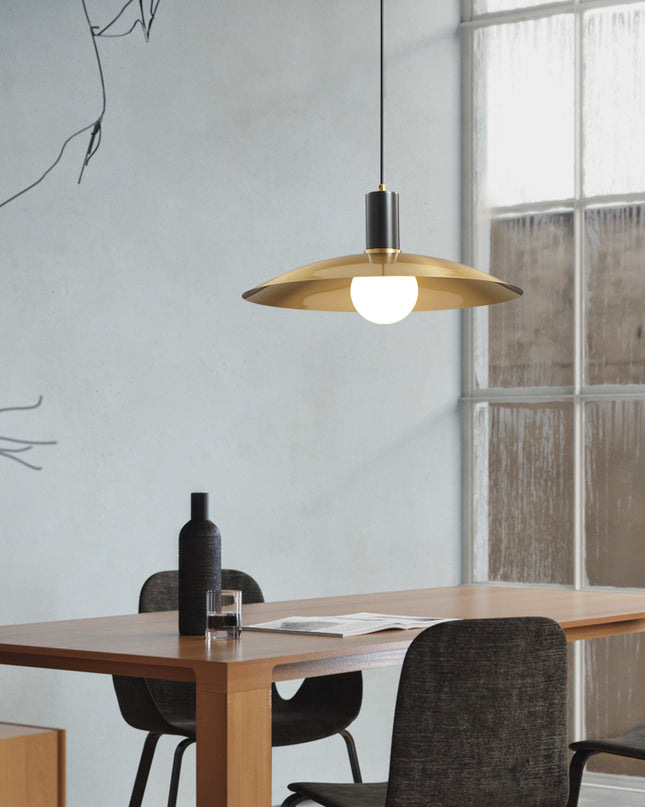 Kimphoria Modern Minimalist, Adjustable Height, Brass / Black Pendant