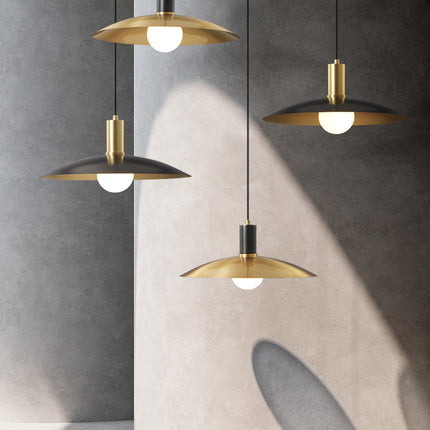 Kimphoria Modern Minimalist, Adjustable Height, Brass / Black Pendant