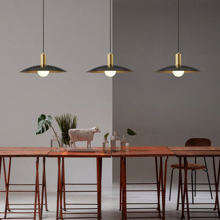 Kimphoria Modern Minimalist, Adjustable Height, Brass / Black Pendant