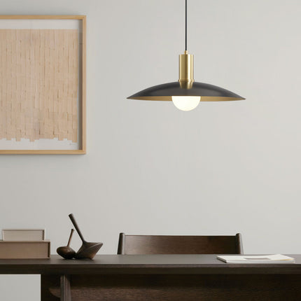 Kimphoria Modern Minimalist, Adjustable Height, Brass / Black Pendant