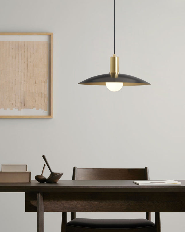 Kimphoria Modern Minimalist, Adjustable Height, Brass / Black Pendant