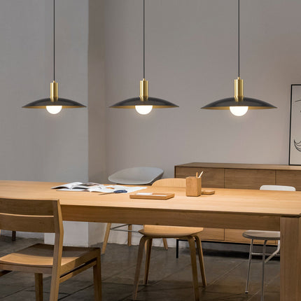 Kimphoria Modern Minimalist, Adjustable Height, Brass / Black Pendant
