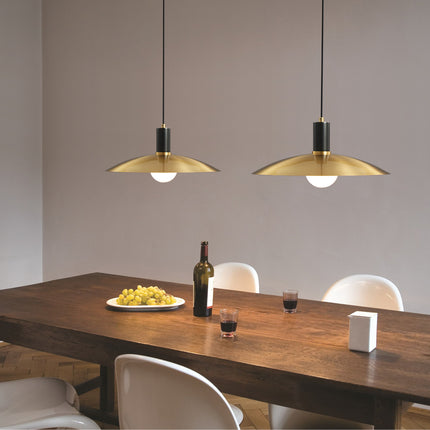 Kimphoria Modern Minimalist, Adjustable Height, Brass / Black Pendant