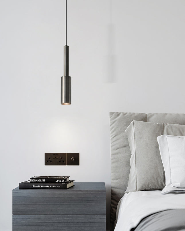 Kimphoria Modern Minimalist Adjustable Height Brass/Matte Black Pendant