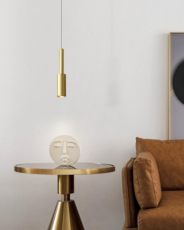Kimphoria Modern Minimalist Adjustable Height Brass/Matte Black Pendant
