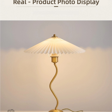 Kimphoria Modern Minimalist Fabric Brass Table Lamp