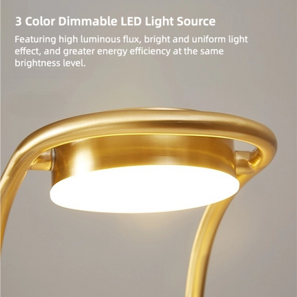 Kimphoria Modern Minimalist Brass Desk Lamp, 3 Lighting Color Dimmable