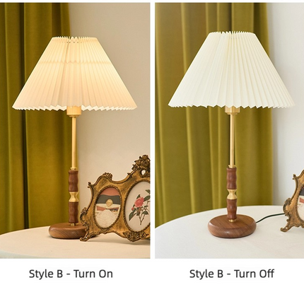 Kimphoria Chinese Classical Fabric Walnut Brass Table Lamp