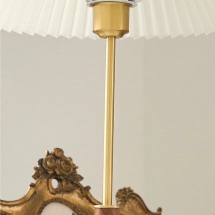 Kimphoria Chinese Classical Fabric Walnut Brass Table Lamp