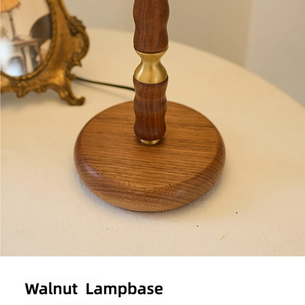Kimphoria Chinese Classical Fabric Walnut Brass Table Lamp