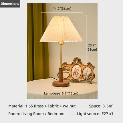 Kimphoria Chinese Classical Fabric Walnut Brass Table Lamp