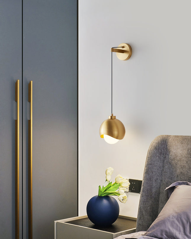 Kimphoria Brass & Blacken Brass Wall Lamp, 3 Color Dimmable, Adjustable Height