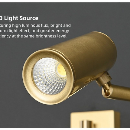 Kimphoria Modern Minimalist Dimmable Brass / Matte Black Swing Arm Wall Lamp