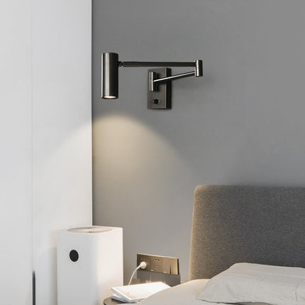 Kimphoria Modern Minimalist Dimmable Brass / Matte Black Swing Arm Wall Lamp