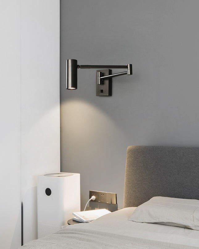 Kimphoria Modern Minimalist Dimmable Brass / Matte Black Swing Arm Wall Lamp