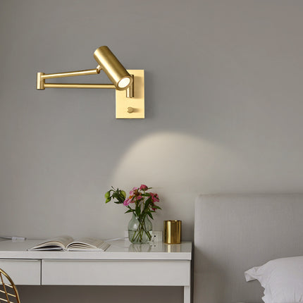 Kimphoria Modern Minimalist Dimmable Brass / Matte Black Swing Arm Wall Lamp