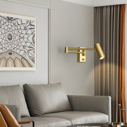 Kimphoria Modern Minimalist Dimmable Brass / Matte Black Swing Arm Wall Lamp