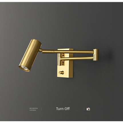 Kimphoria Modern Minimalist Dimmable Brass / Matte Black Swing Arm Wall Lamp