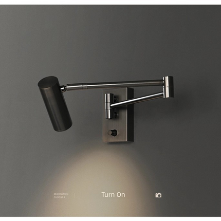 Kimphoria Modern Minimalist Dimmable Brass / Matte Black Swing Arm Wall Lamp