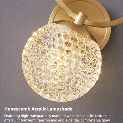 Kimphoria Modern Minimalist  Honeycomb / Ellipse Brass Wall Sconce