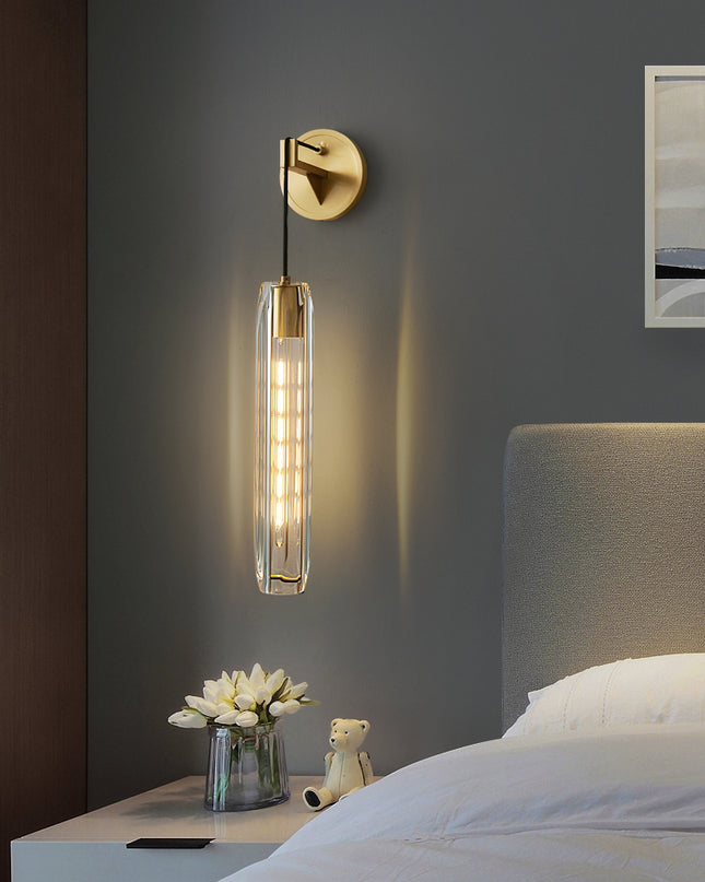 Kimphoria Modern Minimalist Crystal Brass Wall Sconce