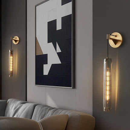 Kimphoria Modern Minimalist Crystal Brass Wall Sconce