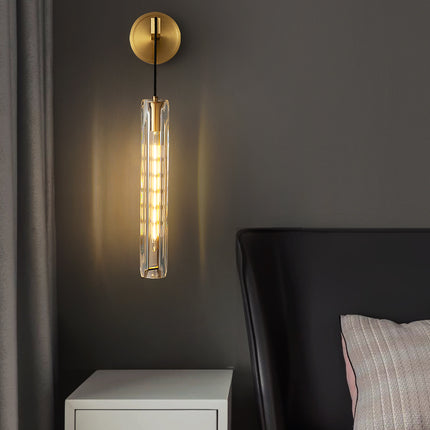 Kimphoria Modern Minimalist Crystal Brass Wall Sconce