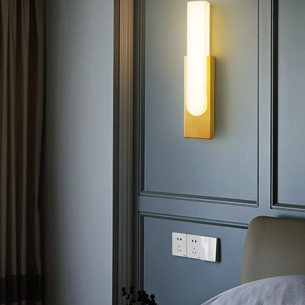 Kimphoria Modern Minimalist Marble Brass / Matte Black Wall Sconce