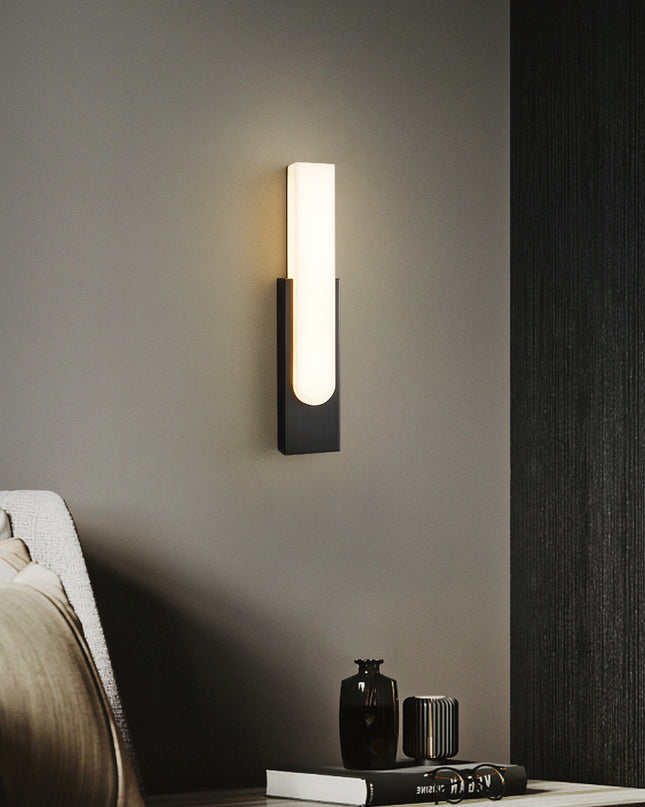 Kimphoria Modern Minimalist Marble Brass / Matte Black Wall Sconce