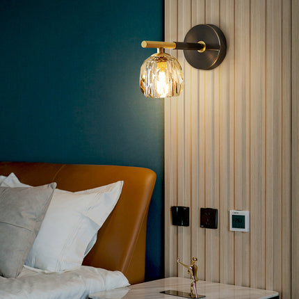 Kimphoria Modern Minimalist  Crystal Blacken Gold Wall Sconce