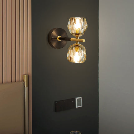 Kimphoria Modern Minimalist  Crystal Blacken Gold Wall Sconce