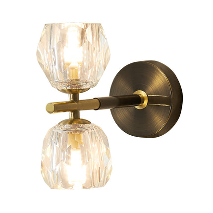 Kimphoria Modern Minimalist  Crystal Blacken Gold Wall Sconce