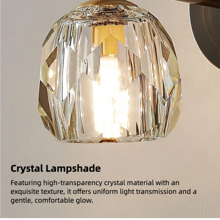 Kimphoria Modern Minimalist  Crystal Blacken Gold Wall Sconce