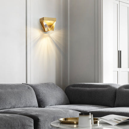 Kimphoria Modern Minimalist Crystal Brass / Blacken Gold Wall Sconce
